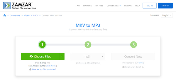 Zamzar Mkv 到 MP3 转换器