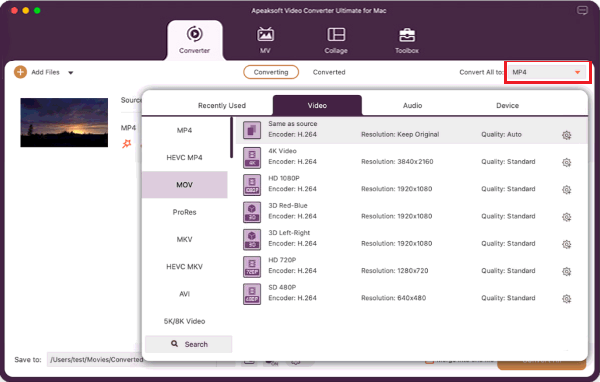 Select Output Format