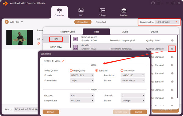 Custom Output MP4 Video Settings