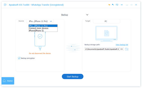 Connect iPhone to backup