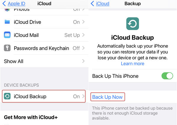 Back up Contacts iCloud