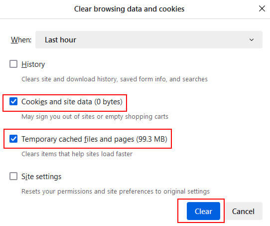 Firefox Cache Cookies Clear