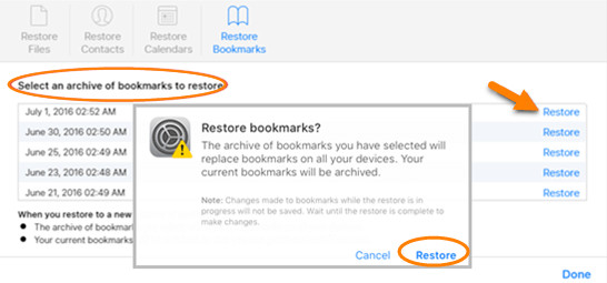 Icloud Com Restore Bookmarks