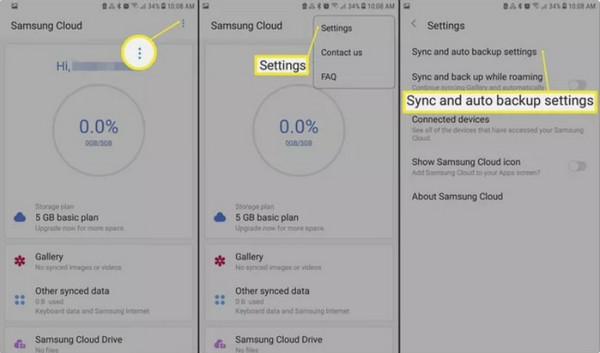 Samsung Cloud Sync Setting