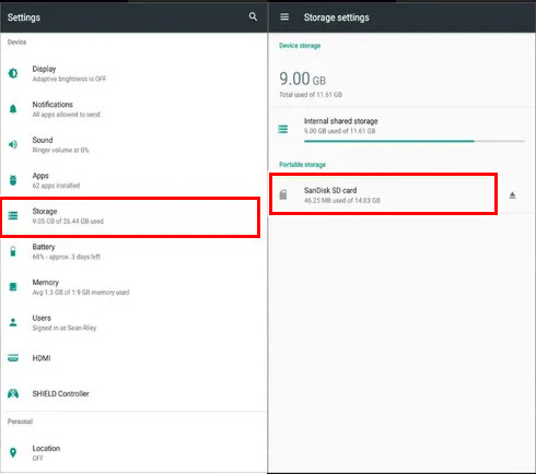 Storage Setting And Sd Card