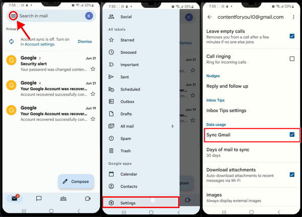 Sync Gmail on Android