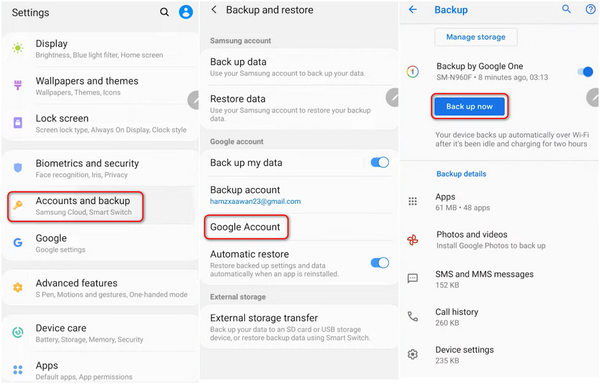 Back Up Data To Google