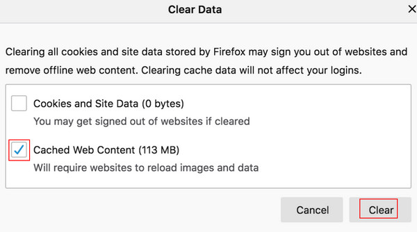 Firefox Clear Data