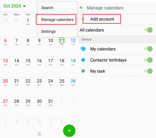 Manage Calendars