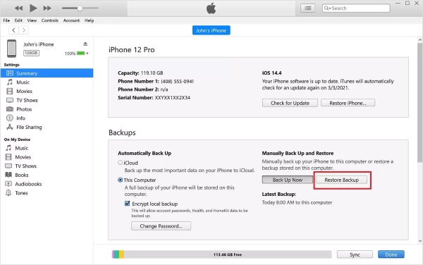 Restore Backup In Itunes