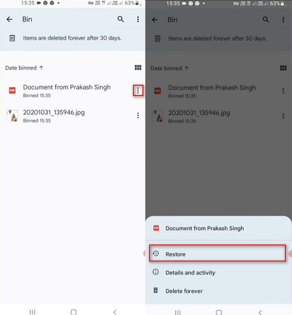 Restore From Bin