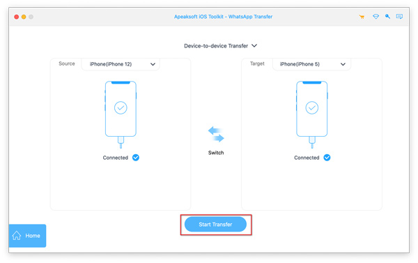 Start Transfer iPhone Whatsapp to iPhone