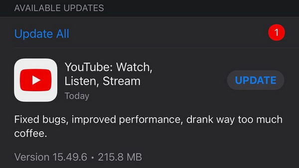 Update Youtube App