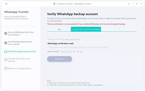 Verifying Whatsapp Account