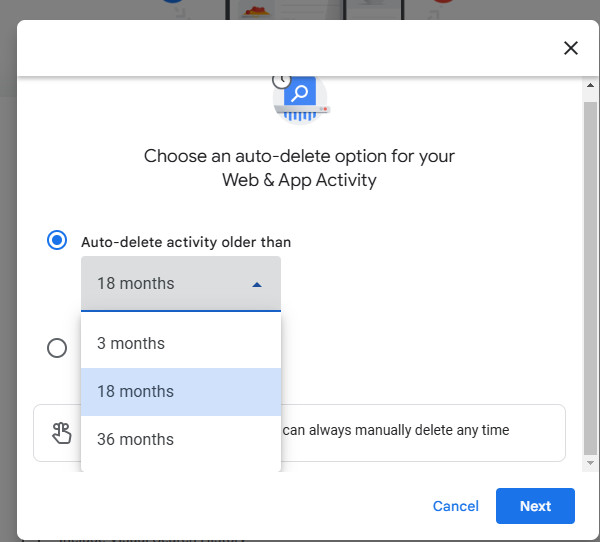 Auto Delete Time Google Activity