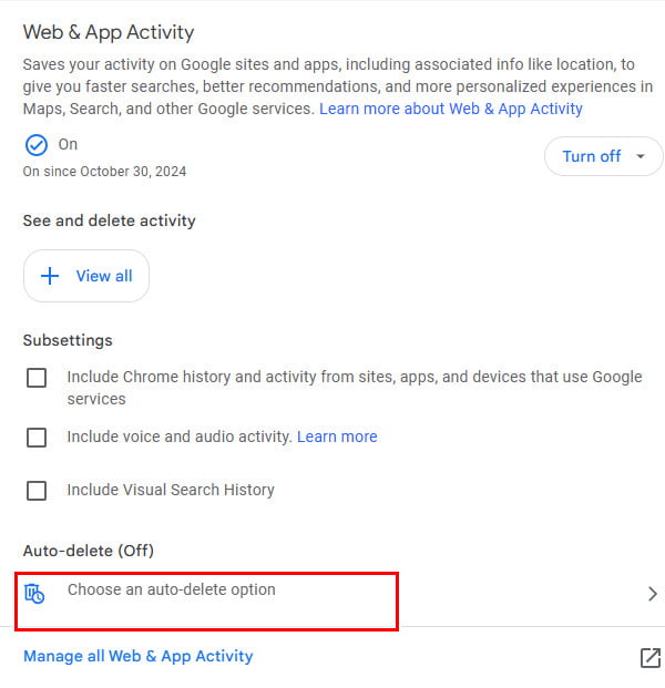 Automatic Delete Google Activity