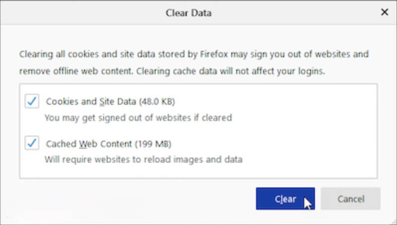 Clear Data Dialog