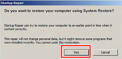 Confirm System Restore