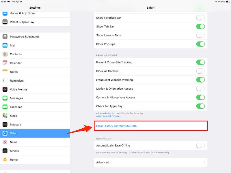 Delete Browser Cache On Ipad