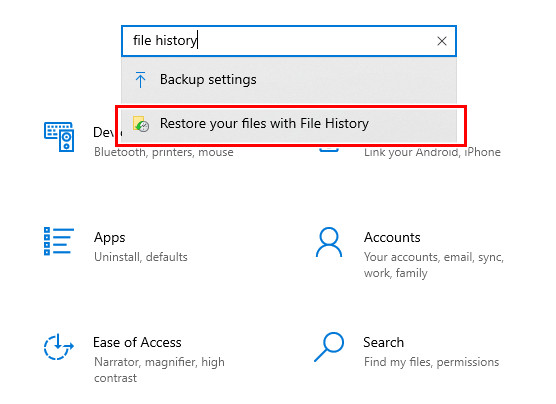 File History Settings