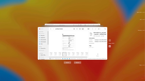 Restore PDF With Time Machine
