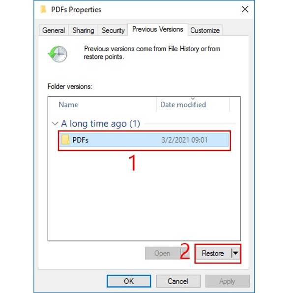 Restore Previous PDF Version