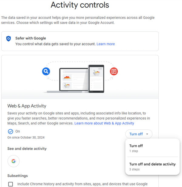 Turn Off Activity Google