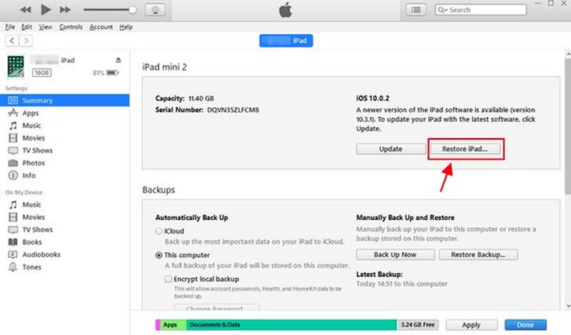 Reset Ipad Itunes