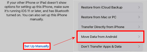 Set Up Ranually And Move Data From Android