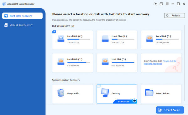 Apeaksoft Data Recovery Interface