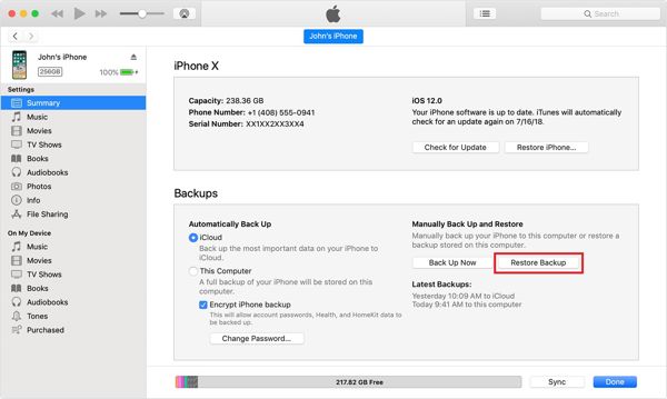 Restore Itunes Backup