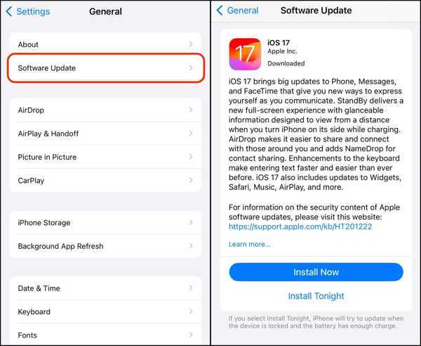 Software Update Ios17