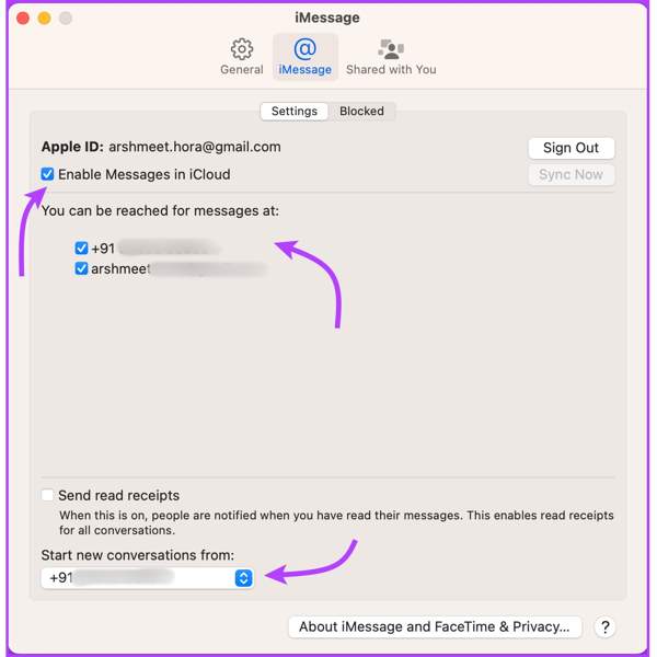 Sync Message Mac