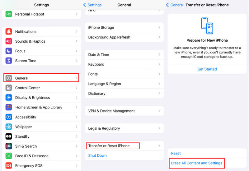 Settings Erase iPhone